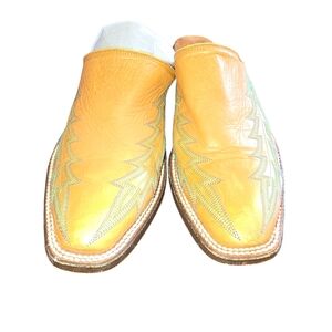 Rod Patrick Western Leather Mule Clogs – Yellow Tooled Leather – Women’s 8.5 M